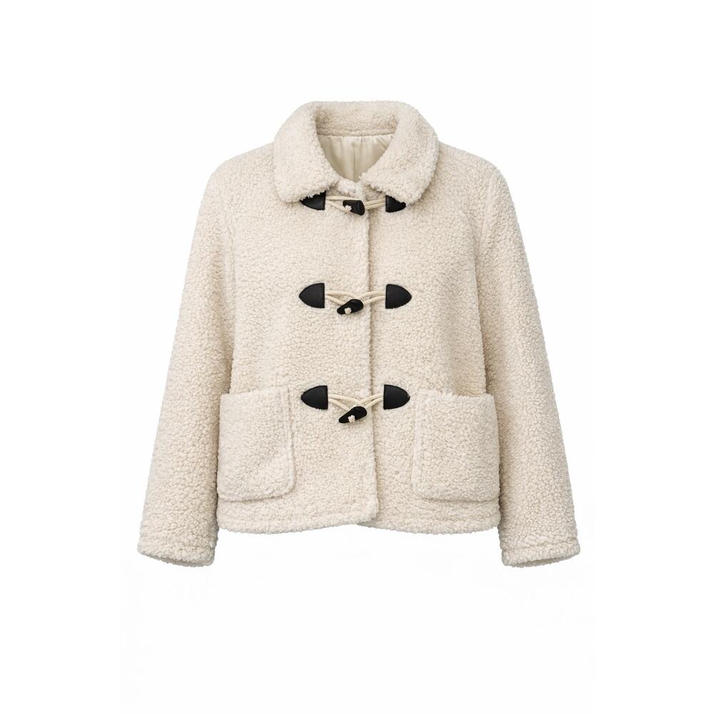 LOFT Outlet Sherpa Fleece Toggle Jacket Cream Teddy Coat XS